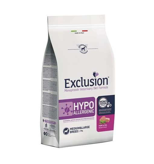 Hypoallergenic Exclusion Maiale e piselli medium large 2 kg