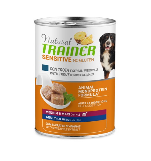 Umido Natural trainer sensitive con trota e cereali integrali medium maxi 400 gr
