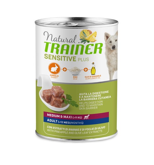 Umido Natural trainer sensitive plus coniglio medium maxi 400 gr
