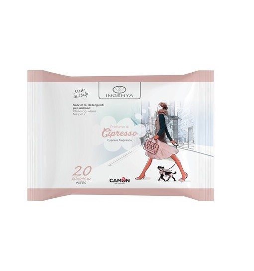Salviette igienizzanti per cani e gatti camon ingenya fragranza cipresso 20 pz