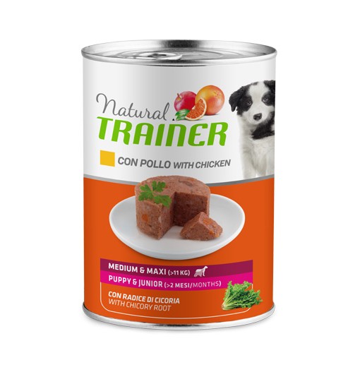 Umido Puppy e junior medium maxi pollo 400 gr Natural trainer