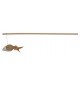 Gioco per gatti CANNA da PESCA con TOPO,50cm in legno juta e piume trixie