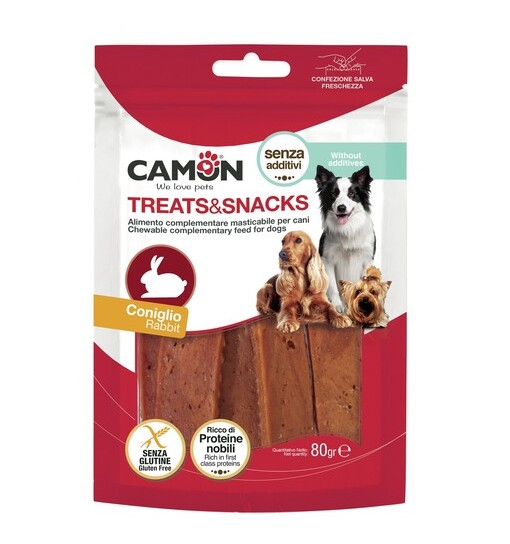 Treats& snacks per cani gusto coniglio Camon 80 gr senza glutine