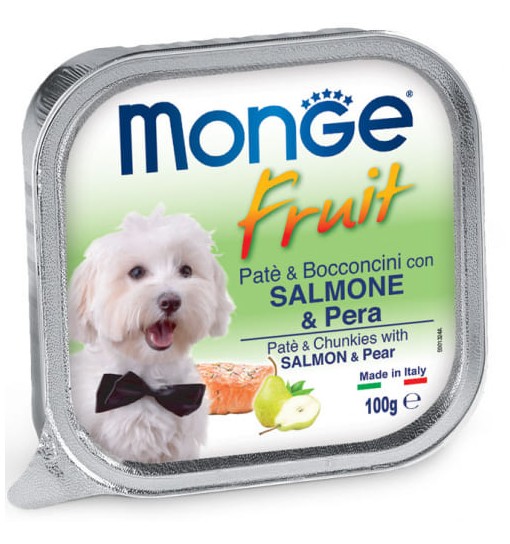 MONGE Fruit PATE' E BOCCONCINI Salmone e pera 100 gr