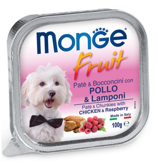 Umido patè Monge Fruit con Pollo e Lamponi 100 gr