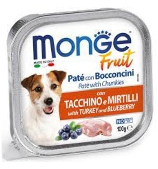 Umido patè Monge Fruit con Tacchino e Mirtilli 100 gr