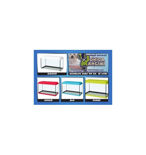 Acquario Nanolife kids 40 Bianco Verde Rosso e Blu