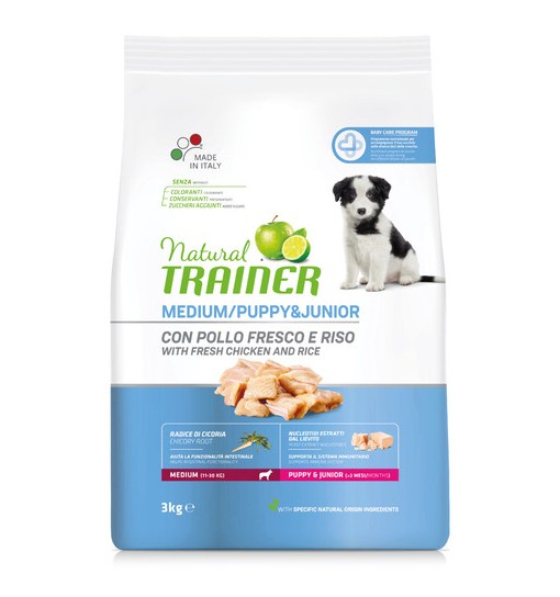Natural Trainer medium puppy e junior pollo 12 kg
