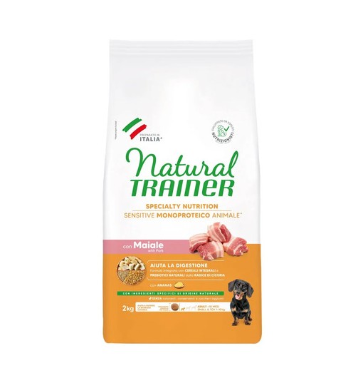 Trainer natural sensitive con Maiale e cereali integrali small e toy 2 kg