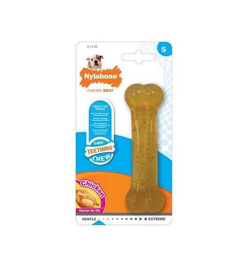 Gioco per Cania Forma di Osso Taglia S Gusto Pollo 11x3cm