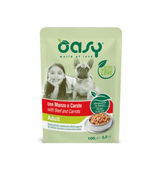 Oasy Dog Adult Manzo e Carote 100 gr Bustina Cane