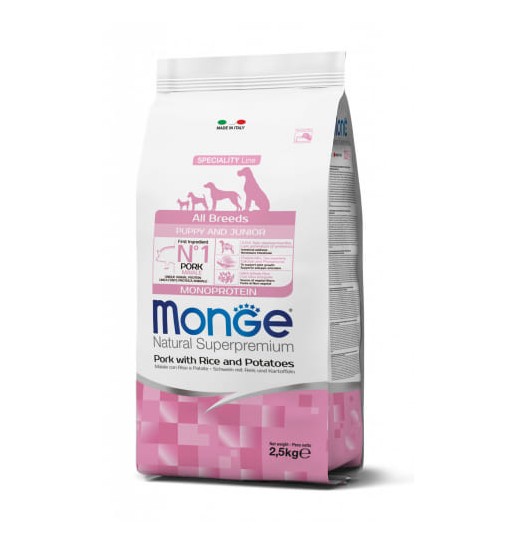 Monge Puppy e junior all breeds maiale riso e patate 12 kg