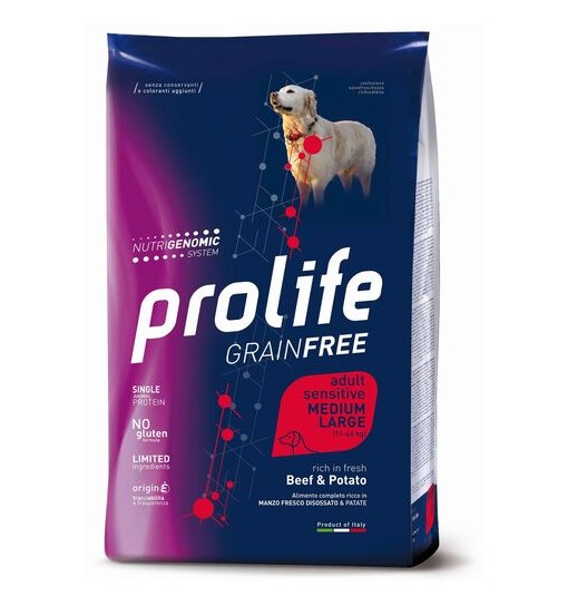 Prolife Sensitive manzo e patate grain free medium large 2,5 kg