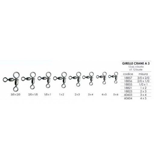 Girelle Crane a tre Mis 3x4 12 pz 100 LB chiare expert predator