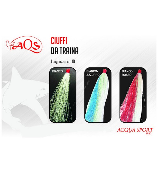 Ciuffi da traina Tempest 10 cm 10 pz bianco/azzurro