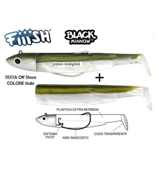 Black minnow 90 color Khaki Più un corpo di ricambio 10 gr
