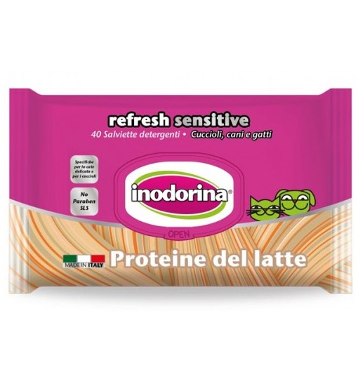 Salviette Inodorina refresh sensitive con proteina del latte 40 pz