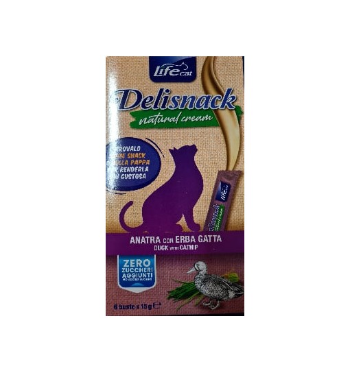 Delisnack crema anatra con erba gatta Life 6 x 15 gr