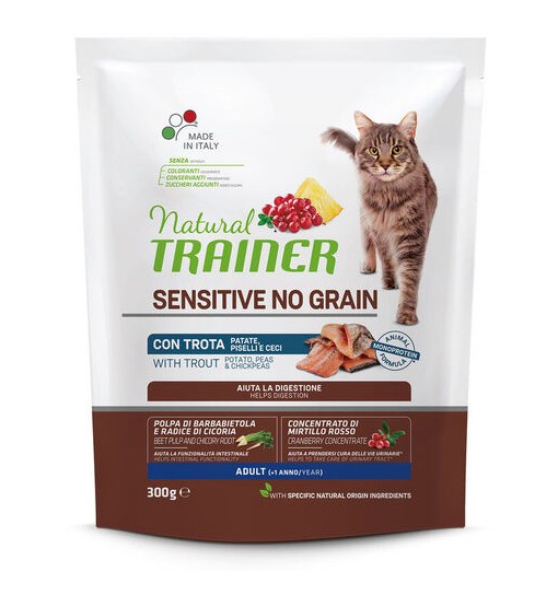 Natural Trainer Gatto sensitive no grain Adult trota 1,5 KG