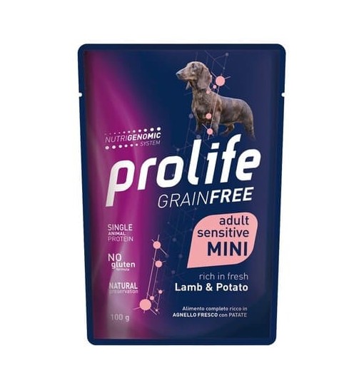 Prolife grain free adult sensitive mini agnello e patate busta da 100 gr