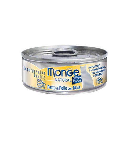 Monge Natural gatto tonno petto di pollo con mais cotto a vapore 80 gr