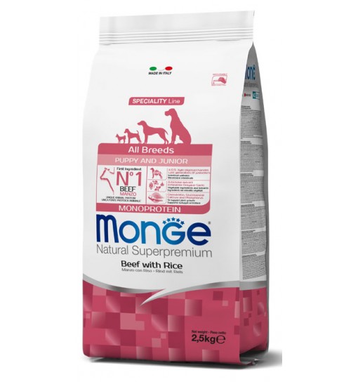 Monge monoproteico puppy al manzo e riso 12 kg