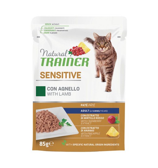Natural trainer sensitive Bustine gatto con agnello 85 gr adult