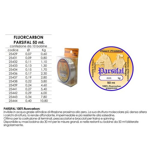 Fluorocarbon Parsifal 0,20 mm 50 mt 3 Kg