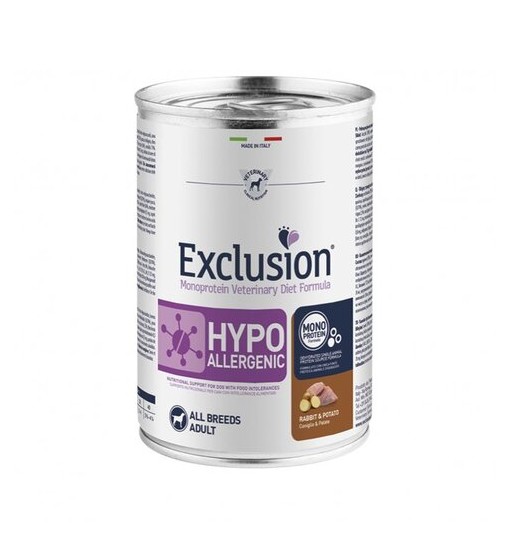 Scatoletta umido cane Hypoallergenic Exclusion Coniglio e patate 400 gr