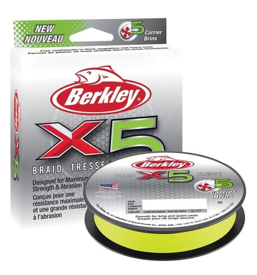 Trecciato Berkley X5 Braid 5 capi 150 mt 0,17 mm giallo