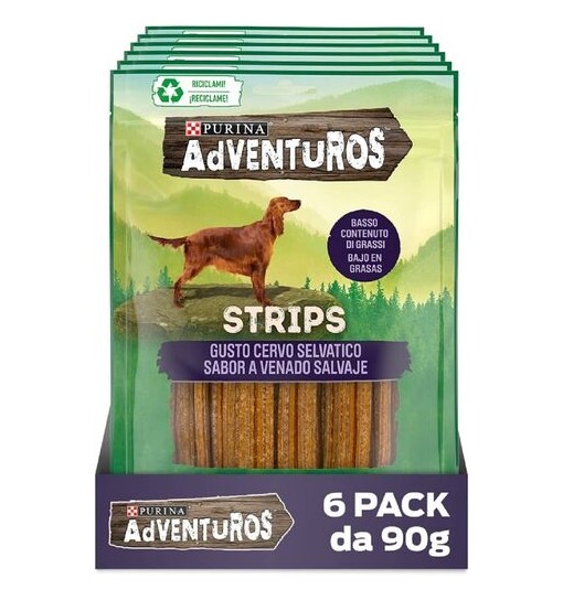 Adventuros Strips Gusto cervo Purina 90 gr