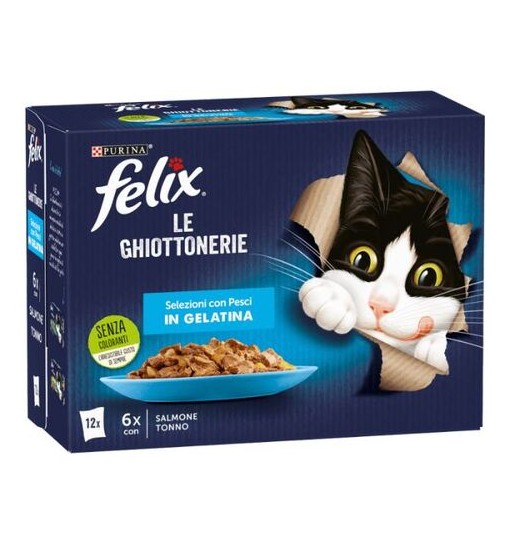 Felix le Ghiottonerie Salmone Tonno 6 x in gelatina,12 pz