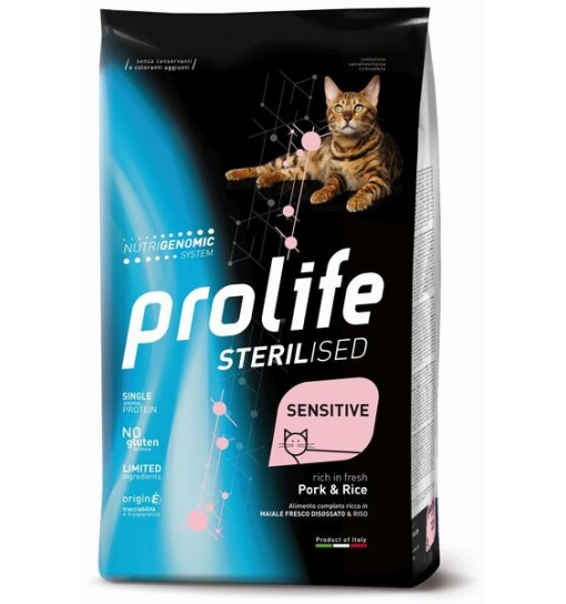 Prolife Sterilized Sensitive maiale e riso 1,5 kg gatto