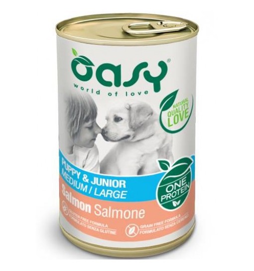 Oasy monoproteico Puppy e junior salmone medium large patè 400 gr