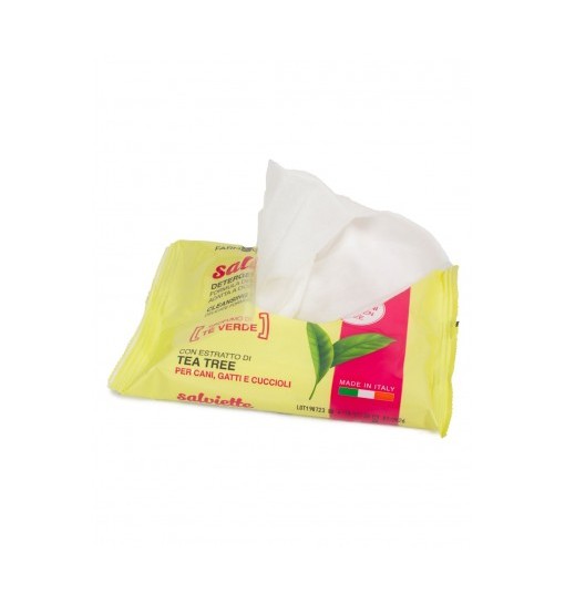 Salviettine Detergenti purificanti Occhi e orecchie cani e gatti 15 pz con estratto di tea tree farm company
