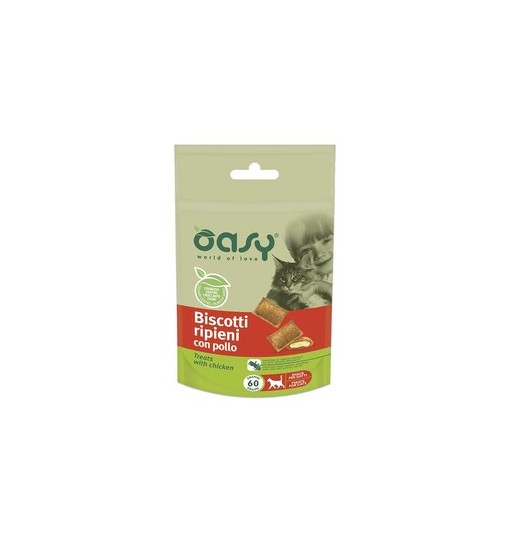 Biscotti ripieni per gatti con pollo oasy 60 gr