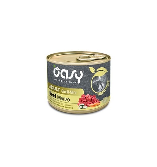 Scatoletta Oasy Umido cane Adult mini Manzo con zucchine e carote grain free 400 gr