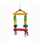 Gioco per pappagalli altalena in legno e corda color con campanelle 13x25 cm