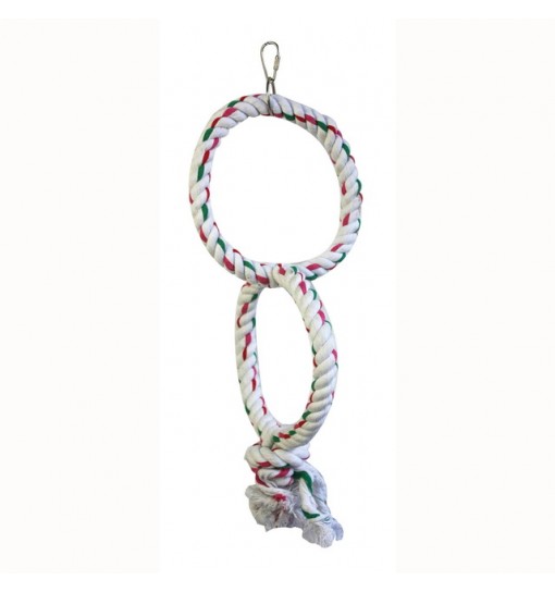 Gioco per pappagalli anelli in corda 15x40 cm