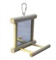 Gioco per pappagalli con specchio con cornice in legno 10x10x7 cm