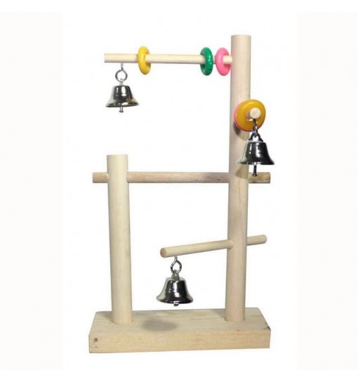 Gioco per pappagalli Palestrina con campanelle cm 15x27 in legno