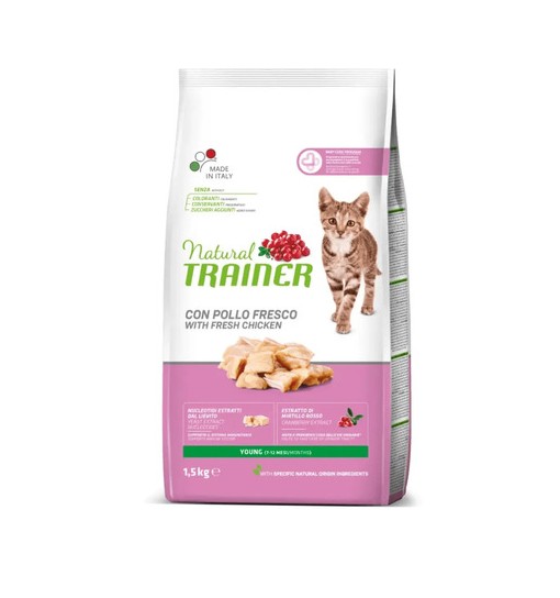 Natural trainer con pollo fresco 1,5 Kg Gattini Young 7/12 mesi