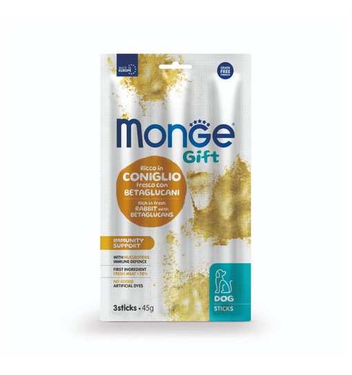 Monge cane gift immunity support coniglio fresco con betaglucani 3 sticks 45 gr