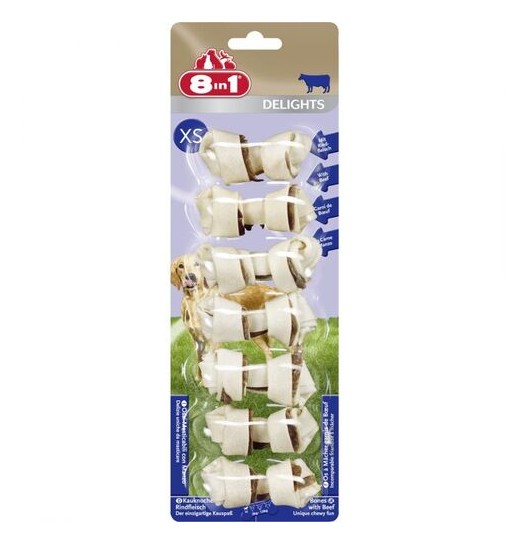 Snack per cani 8 in 1 beef delights xs gr. 84