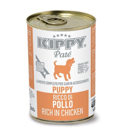 Scatolette per cane puppy Kippy Patè pollo 400 gr