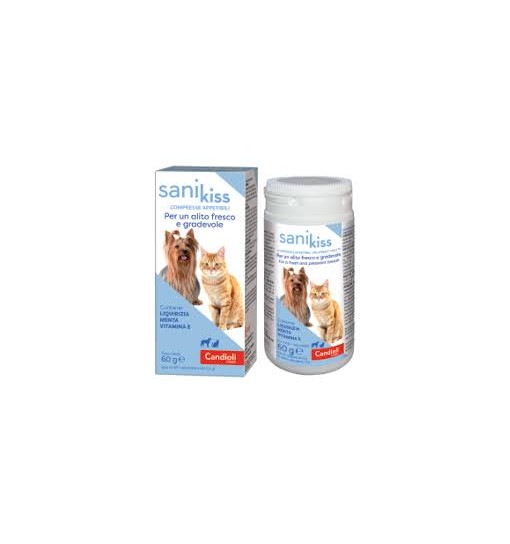 Compresse appetibili per alito fresco cane/gatto Sanikiss 60gr