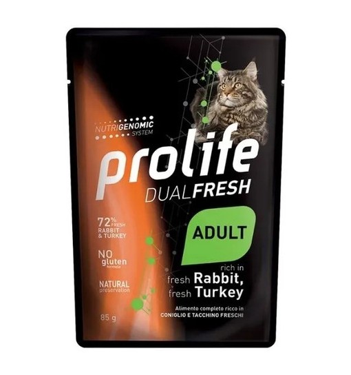 Bustina Prolife gatto Dual fresh coniglio e tacchino 85 gr