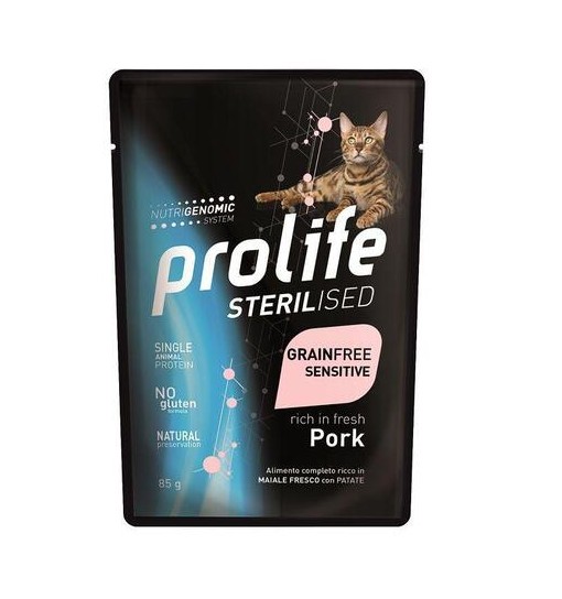 Bustina Prolife gatto Grain Free sensitive maiale 85 gr