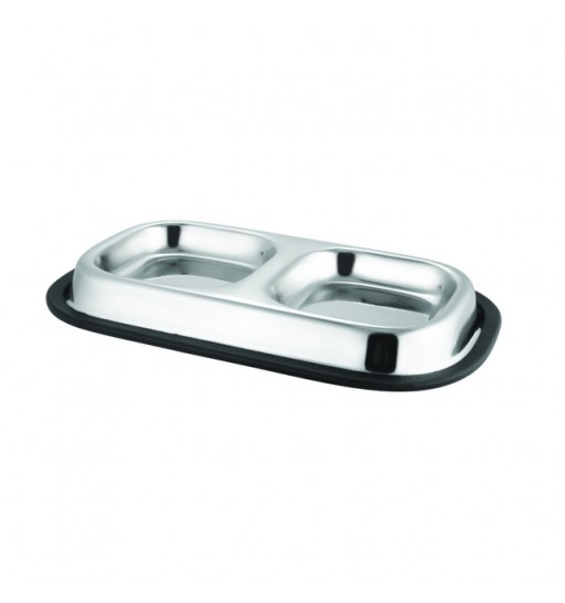 Ciotola acciaio puppy cane e gatto doppia antiscivolo ml 250 Also