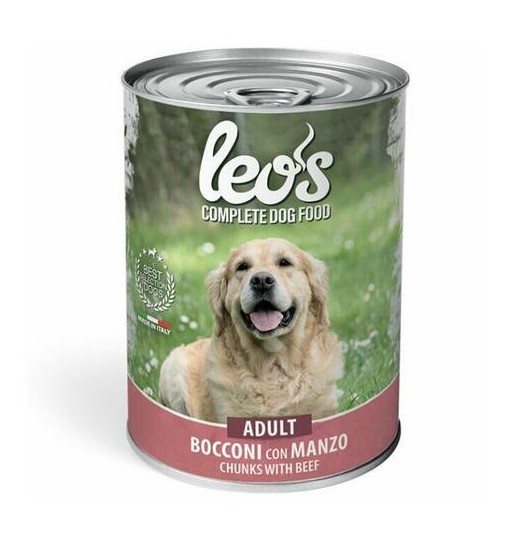 Scatolette per cani Leo's Adult Bocconi con manzo/verdure 1230 kg
